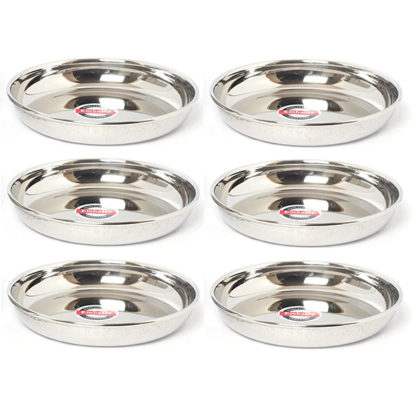 Embassy Rice Plate, Size 3, 12.5 cms (Pack of 6, Stainless Steel)