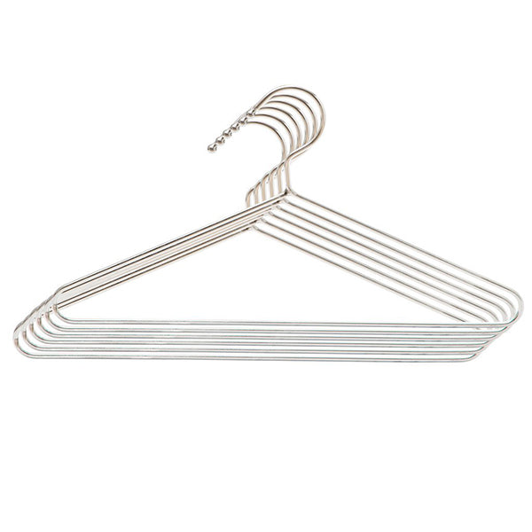 EMBASSY STAINLESS STEEL RUST-PROOF CLOTH HANGERS, PACK OF 6 - 38X19 CMS