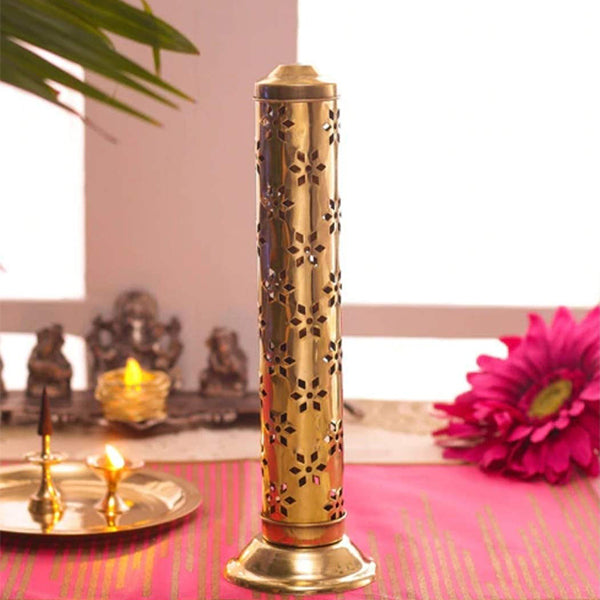 Brass Light Weight Agarbati Holder (29 x 9 x 9 cm , Golden)