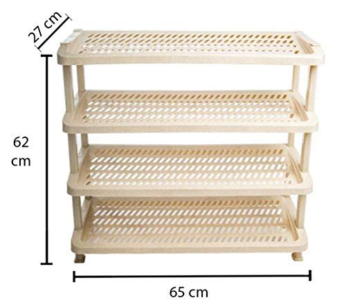 Nilkamal Multi Purpose Plastic Shelf - Beige, Set of 4 Shelves