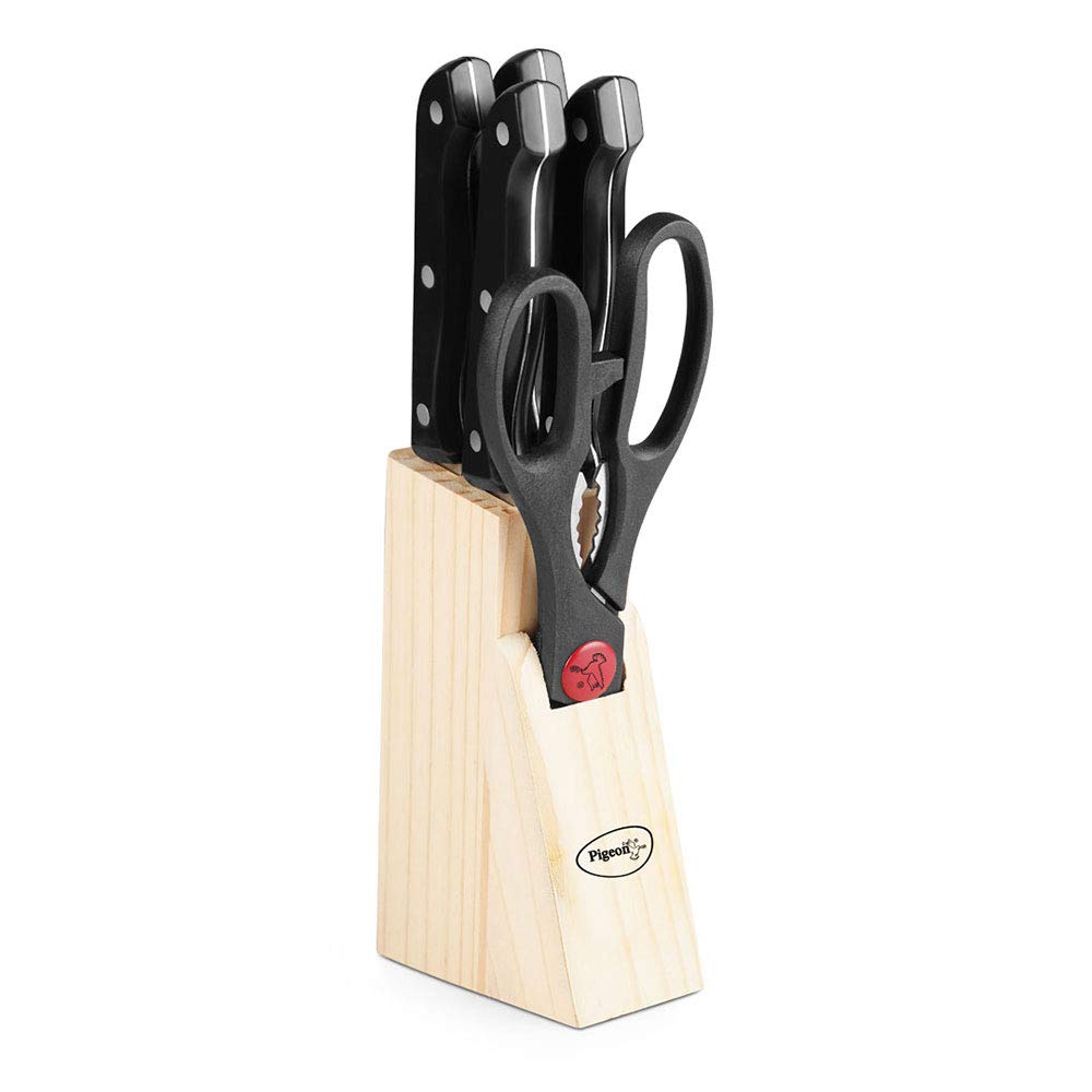 Pigeon by Stove Kraft Shears Kitchen Knifes 6 Piece Set with Wooden Block