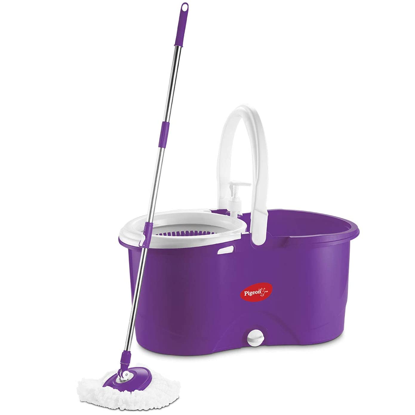 Pigeon Enjoy Spin Mop with 360 Degree Rotating PVC Magic Mop Set for Wet and Dry Floor/Wall (Lavender, 2 refills), large (12458B)