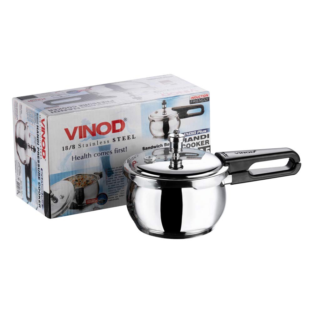 Vinod 18/8 Stainless Steel Splendid Plus Pressure Cooker -2.5 Ltr (Induction Friendly)